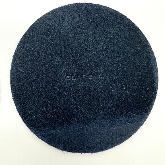 CLARE V Ciao Leather Coaster Set Cuoio Navy Red Set Of 4 Round NEW Gift Holiday - Picture 5 of 7